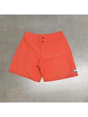 Vintage Quiksilver Boardshorts Mens 30 Orange 7” Inseam Nylon Trunks Surf 90s